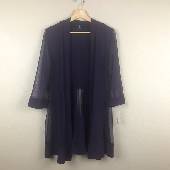 R & M Richards Tops - R & M Richards Purple Duster Cardigan